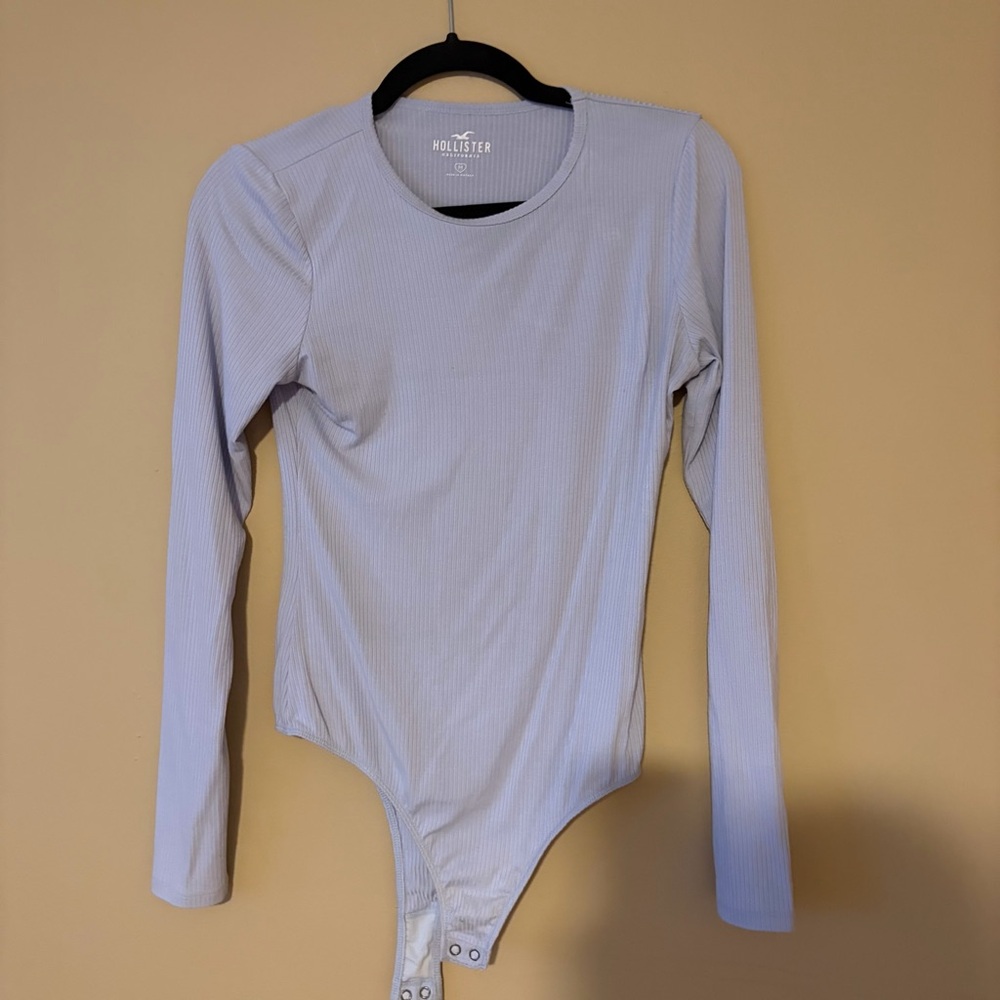 Hollister Light Blue Ribbed Long Sleeve Bodysuit